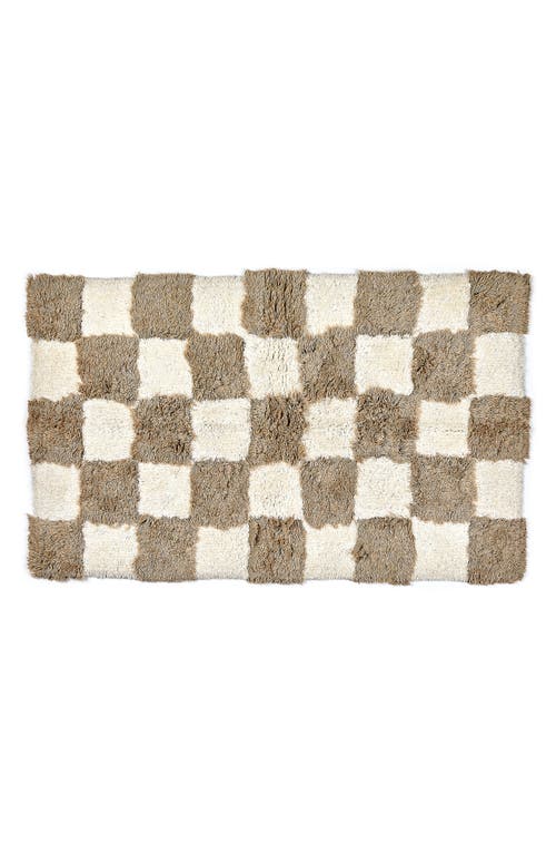 Mackenzie-childs Mackenzie Childs Checkerboard Taupe Bath Rug In Multi