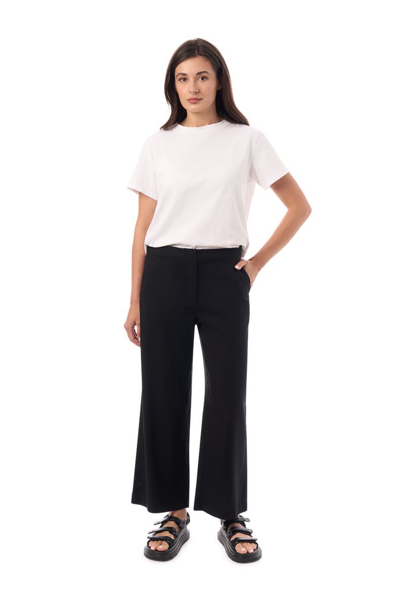 Linen Blend Crop Trouser, Alternate, color, Black