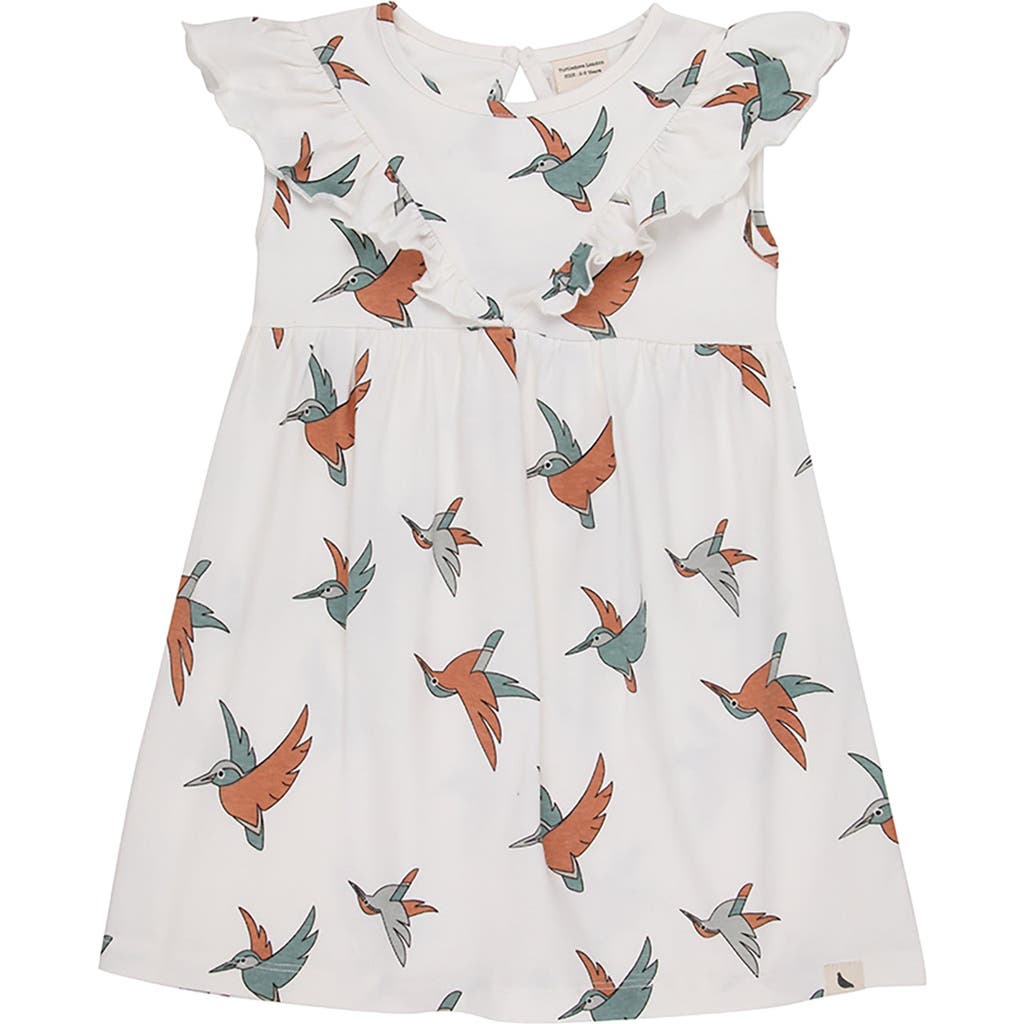 Turtledove London Kids Organic Cotton Birdsong Print Dress In White