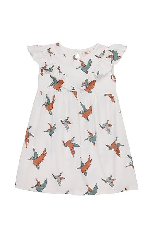 Turtledove London Kids Organic Cotton Birdsong Print Dress In White