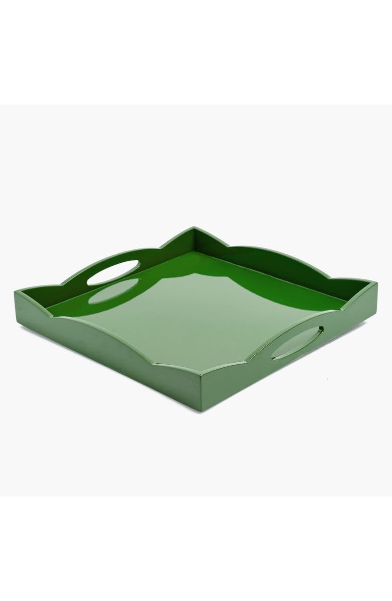 Mrs. Alice Small Olive Lacquer Wave Tray, Main, color, Green