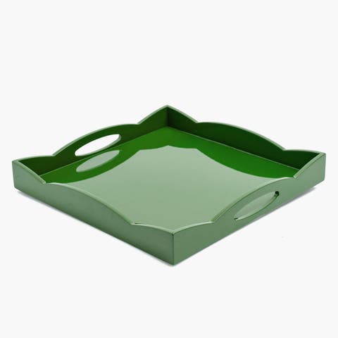 Small Olive Lacquer Wave Tray