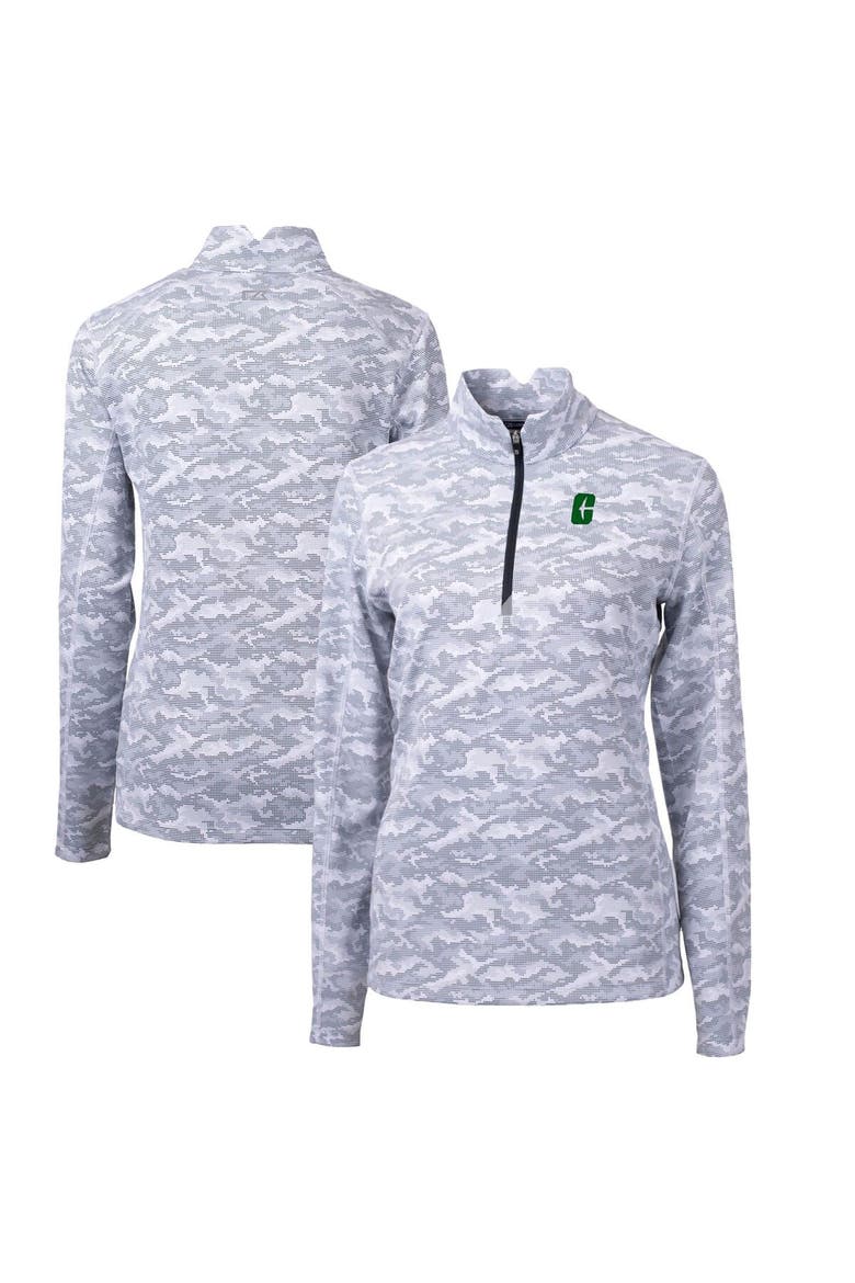 Women's Cutter & Buck Charcoal Charlotte 49ers Traverse Camo Quarter-Zip Pullover Top, Main, color, Charcoal