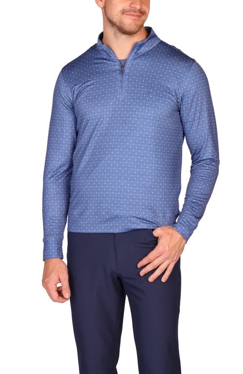 Tailorbyrd Golf Club Print Long Sleeve Performance Quarter Zip Polo In Blue