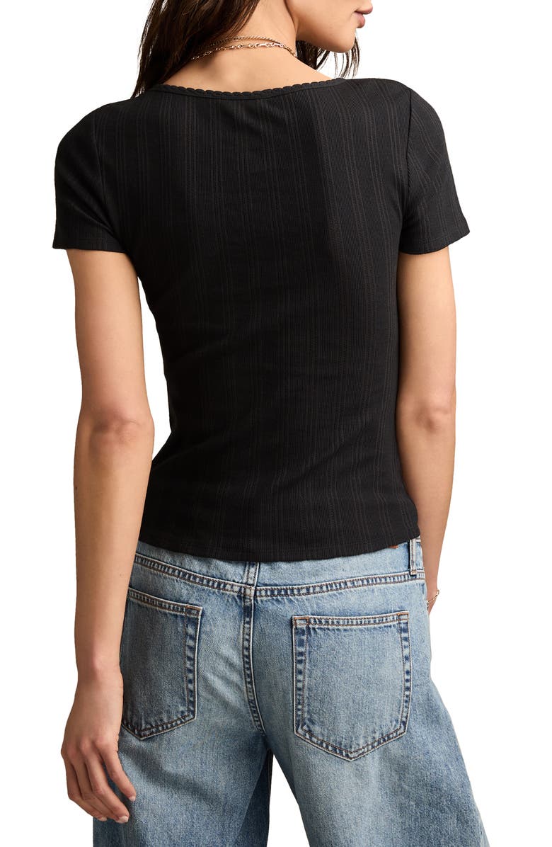 Lucky Brand Pointelle Square Neck Top, Alternate, color, 