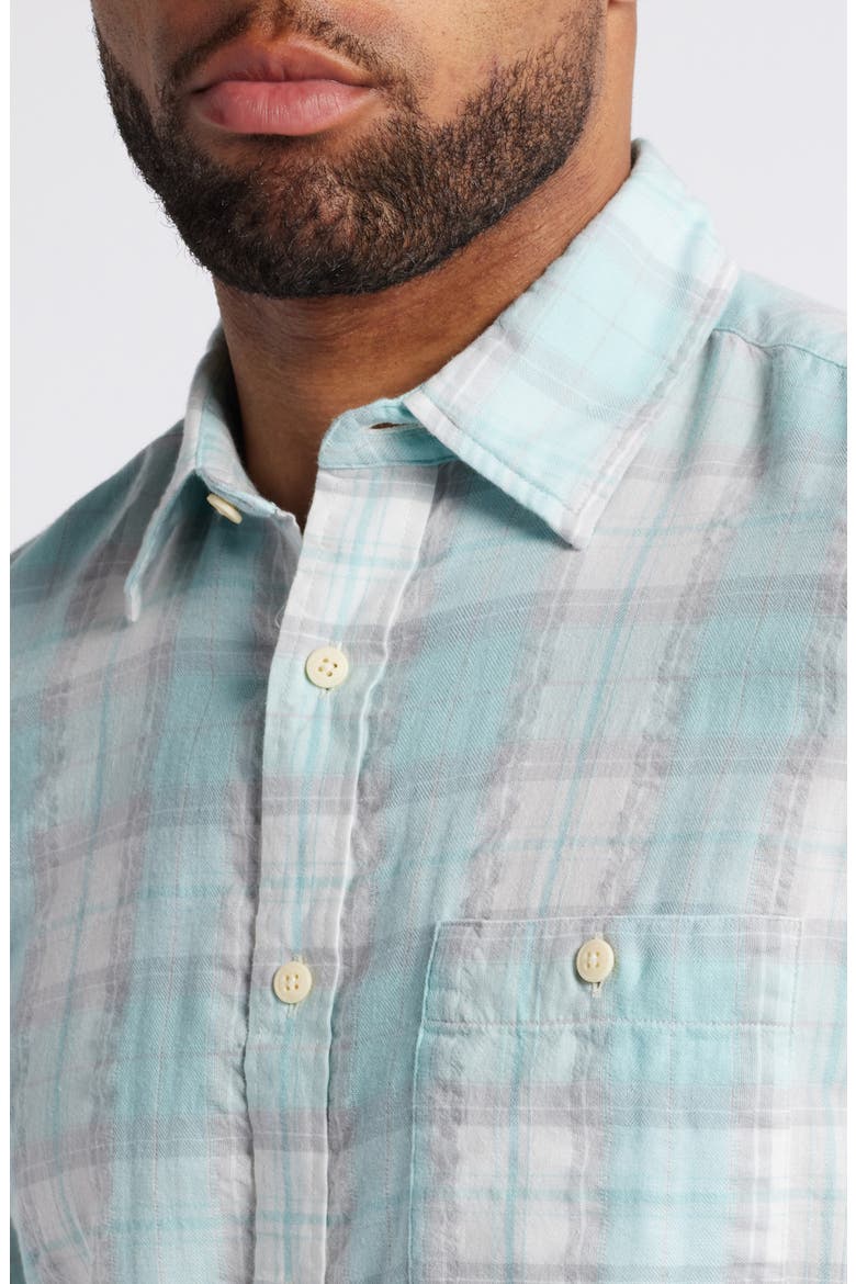 Tropical Cotton Button-Up Shirt, Alternate, color, SPRING ISLE PLAID
