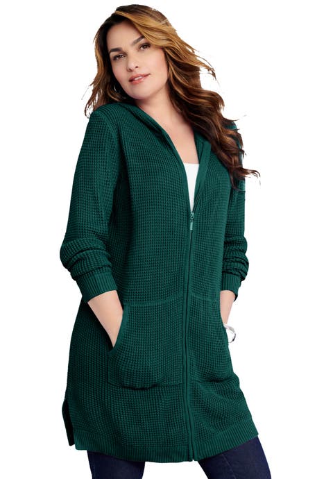 Waffle Mega Length Zip Hoodie (plus)
