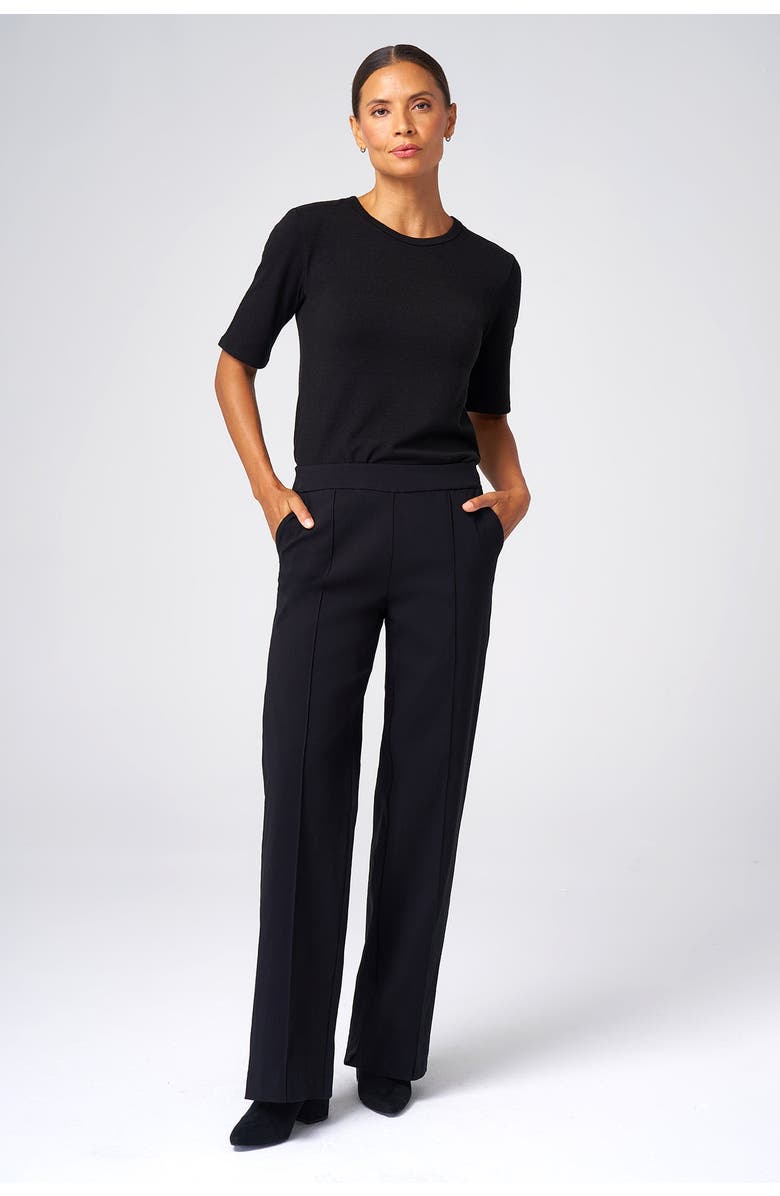 Franne Golde Wilshire Stretch Straight-Leg Pant, Alternate, color, Black