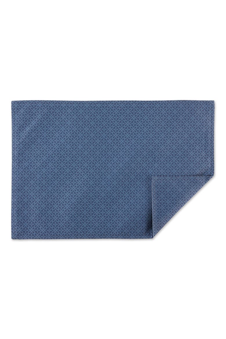 Outdoor Tonal Lattice Printed Placemat Set/6, Alternate, color, French Blue