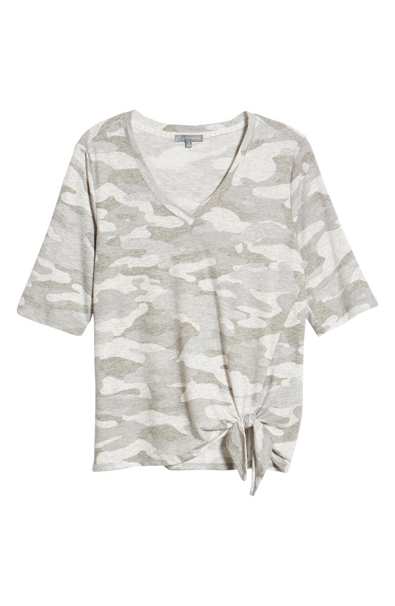 Wit & Wisdom Side Tie V-Neck Tee, Alternate, color, 