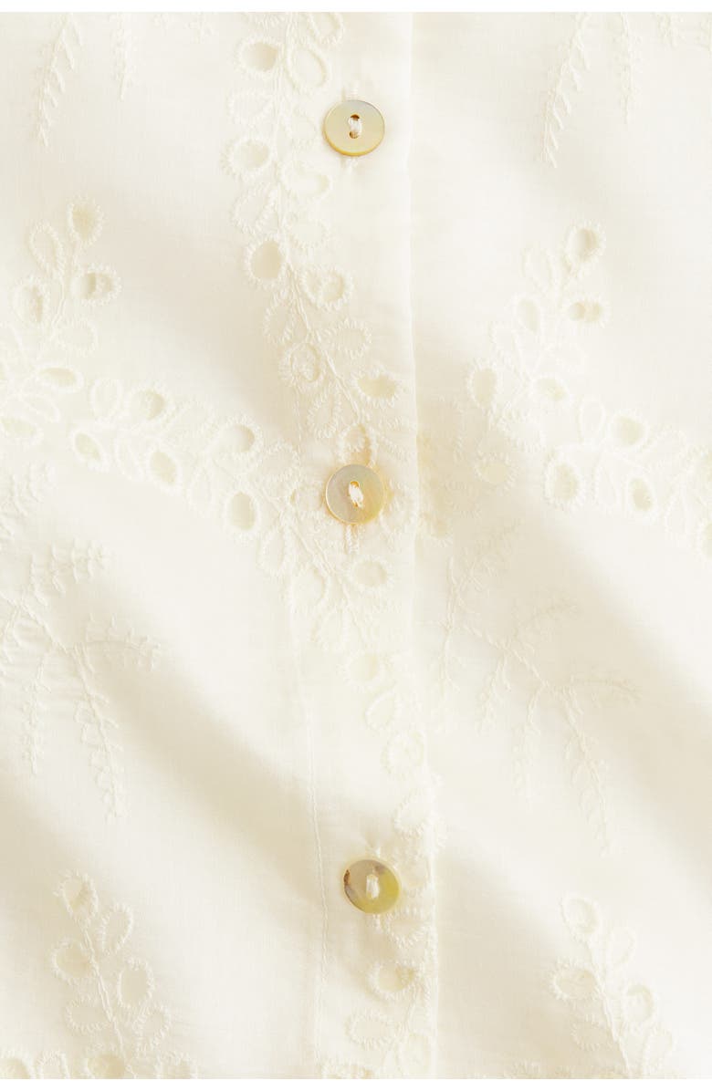 H&M Broderie Anglaise Shirt, Alternate, color, Cream