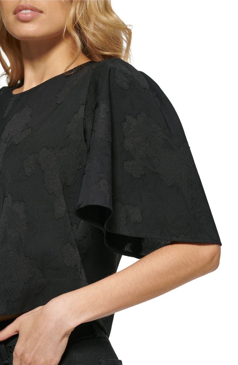 DKNY Flutter Sleeve Crop Top, Alternate, color,