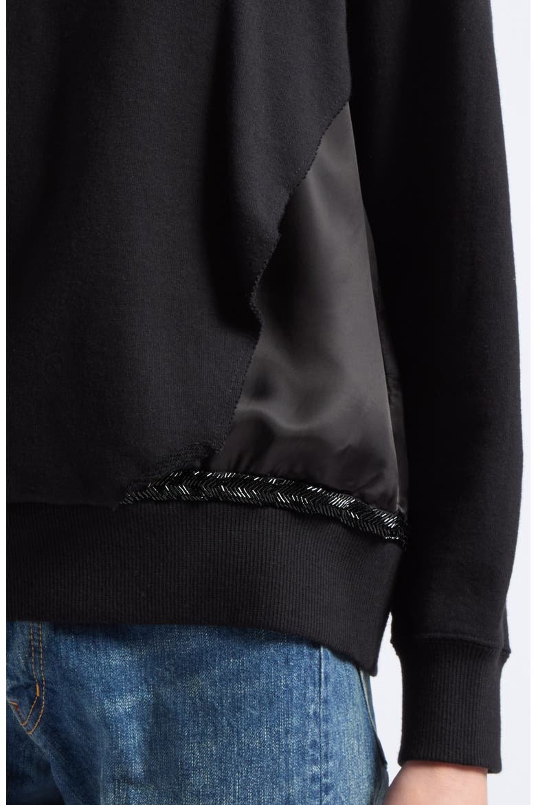 Paneled Bead Trim Sweatshirt, Alternate, color, BLACK