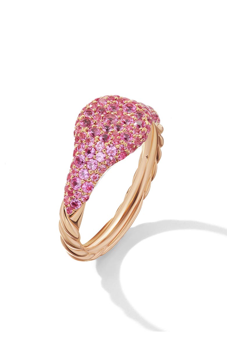 David Yurman Micropavé Pink Sapphire Pinky Ring, Alternate, color, 