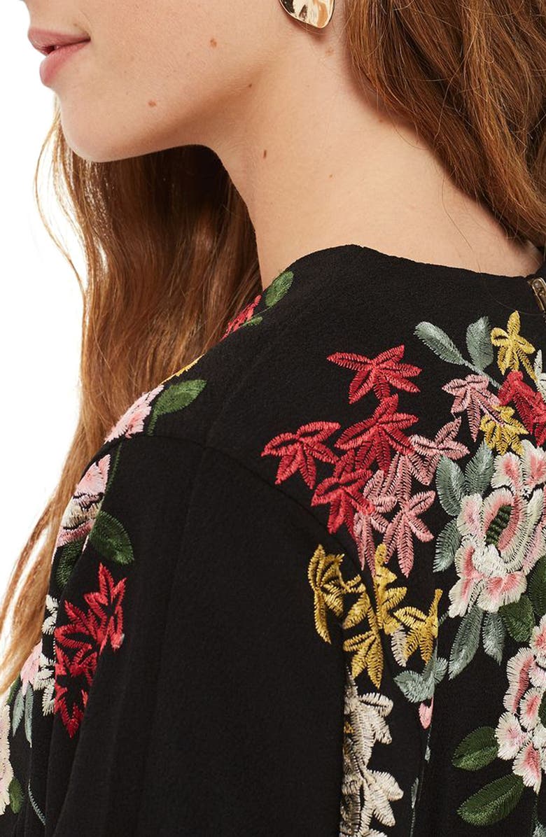 Topshop Kimono Embroidered Sweatshirt, Alternate, color, 