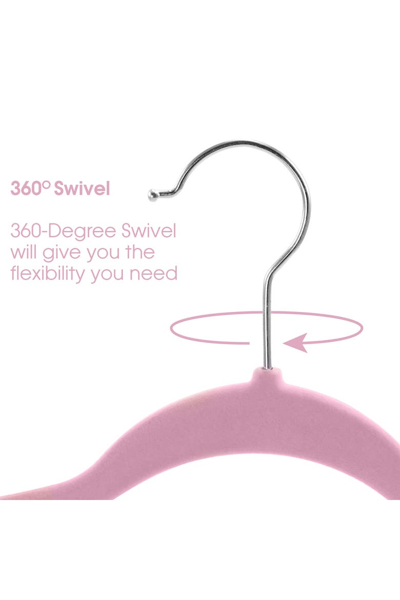 100 Piece Velvet Slim Hangers, Alternate, color, Pink