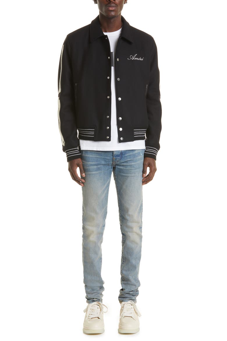 Bones Wool Varsity Jacket, Alternate, color, BLACK