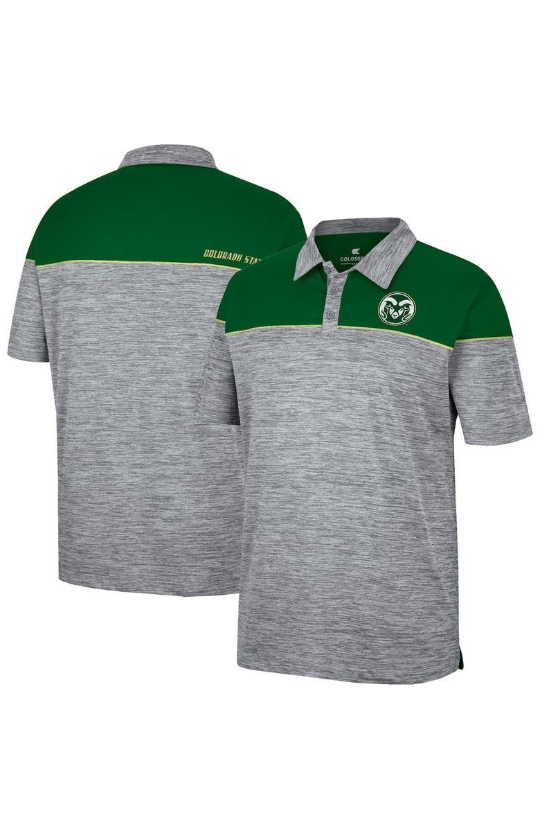 COLOSSEUM Men's Colosseum Heathered Gray/Green Colorado State Rams Birdie Polo, Alternate, color, 