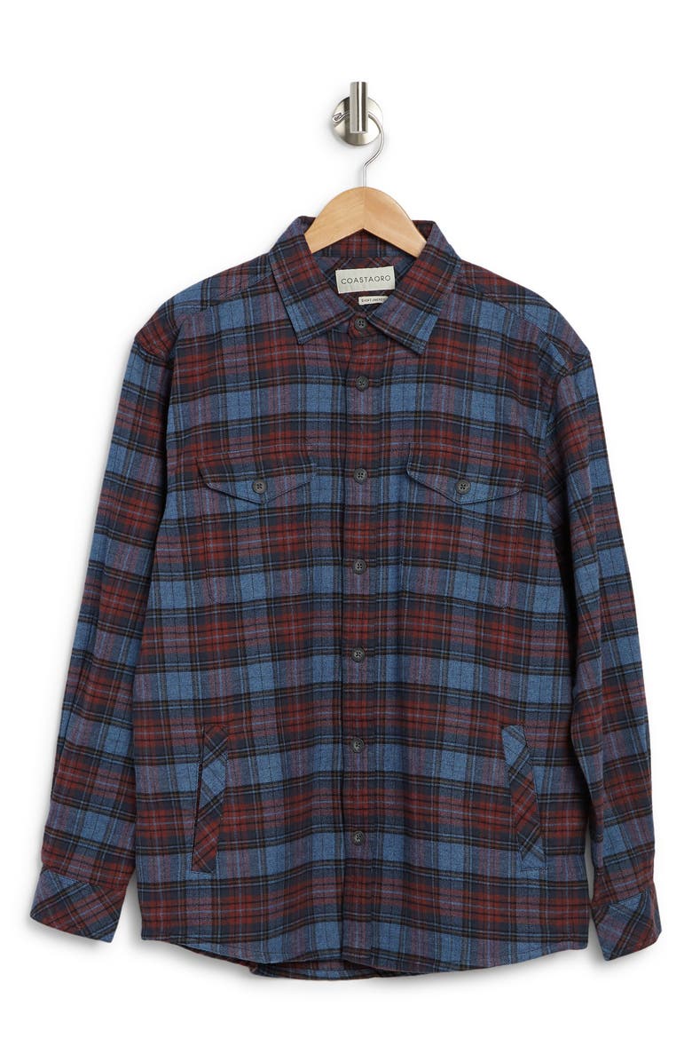 Coastaoro Kendrict Long Sleeve Flannel Shirt Jacket, Alternate, color, Mid Blue