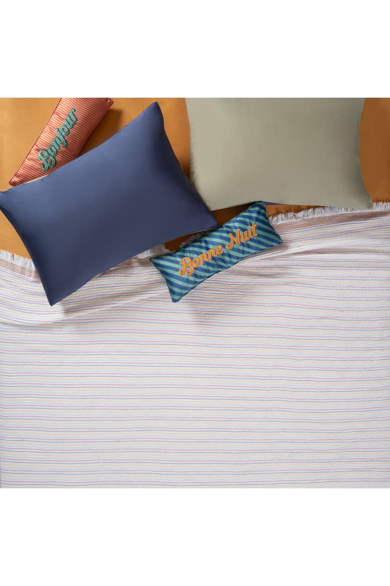 Faro Fringed Yarn-Dyed Cotton Piqué King Coverlet, Alternate, color, White