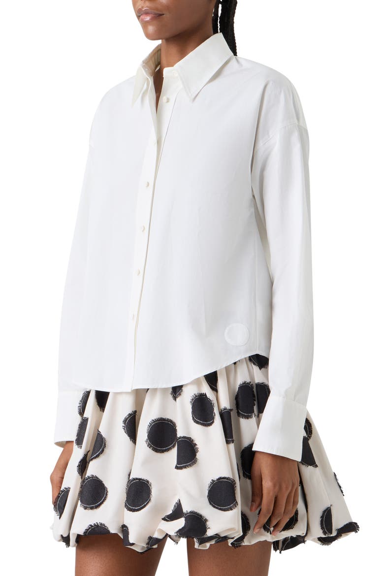 Crop Cotton Poplin Button-Up Shirt, Alternate, color, CREAM