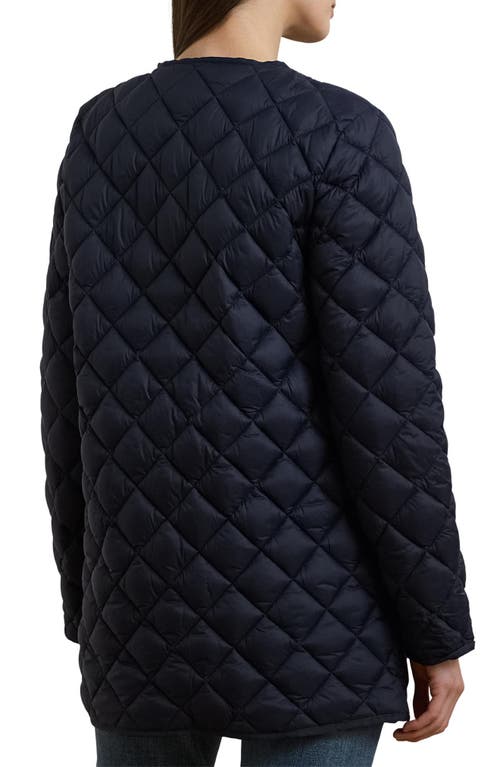 Ralph Lauren Lauren Contrast Lining Quilted Puffer Jacket In Dark Navy
