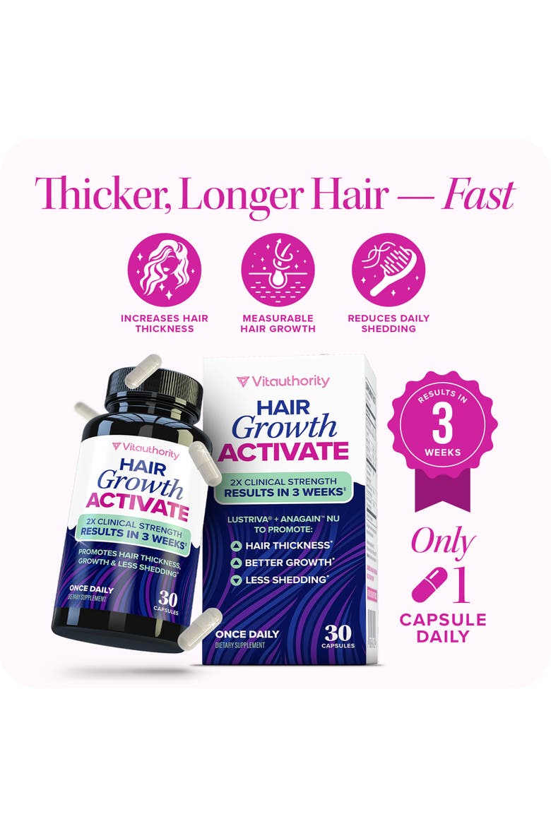 Vita US Hair Growth Activate Capsules, 30ct Bottle, Alternate, color, No Color