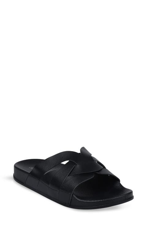 Crisscross Strap Slide Sandal (Women)