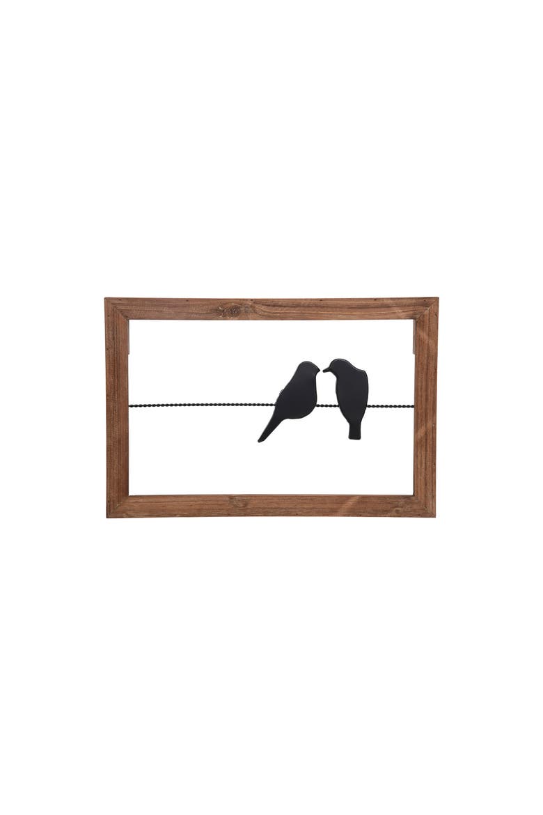 18 x 12 inch Rustic Birds On A Wire Wood And Metal Wall Decor, Main, color, Brown