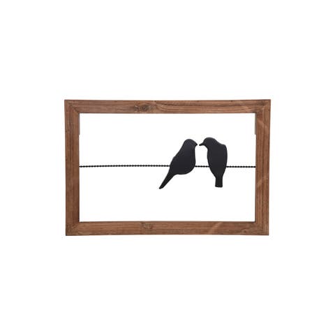 18 x 12 inch Rustic Birds On A Wire Wood And Metal Wall Decor