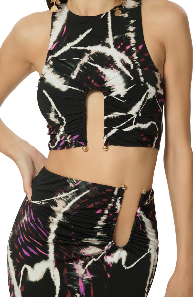 AFRM Saoirse U-Ring Crop Tank, Alternate, color, Night Daisy
