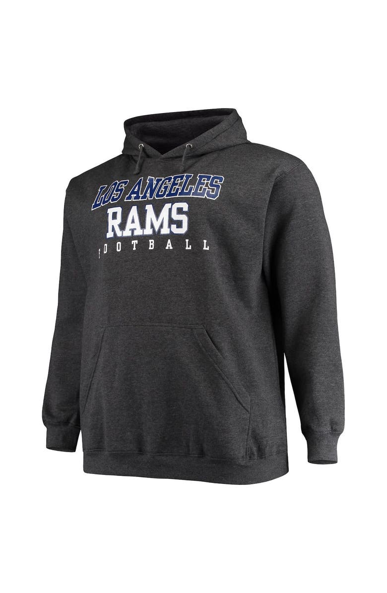 FANATICS Men's Fanatics Branded Heathered Charcoal Los Angeles Rams Big & Tall Practice Pullover Hoodie, Alternate, color, 