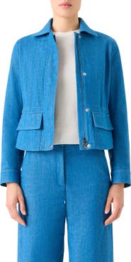 Akris Hugh Stretch Denim Cargo Jacket