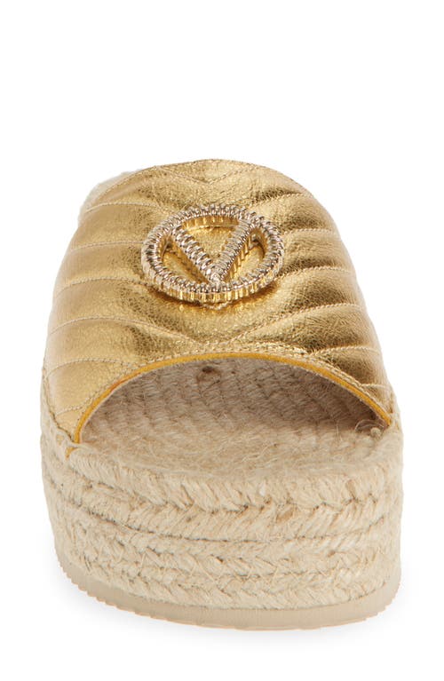 Valentino By Mario Valentino Clabee Platform Slide Sandal In Gold