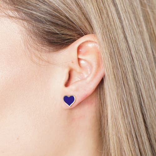 The Lovery Fine Jewelry Large Lapis Heart Stud Earrings In Blue