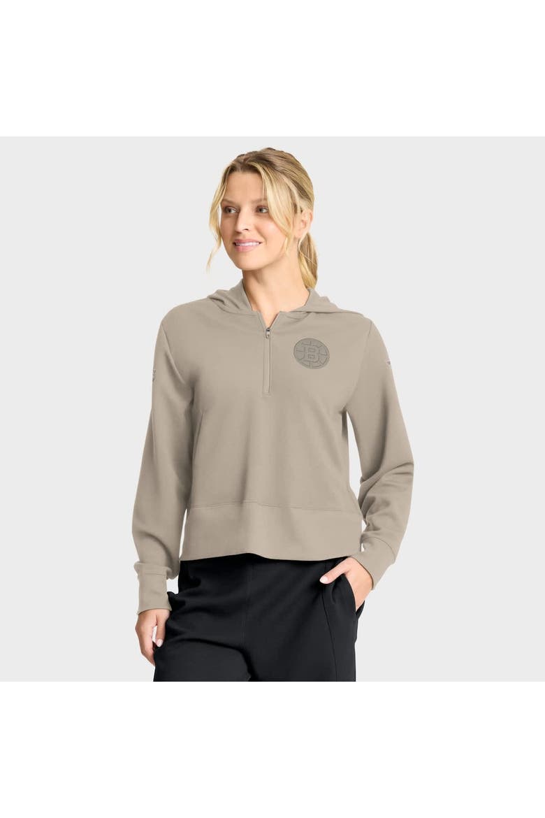 Women's Fanatics Tan Boston Bruins Authentic Pro Road Tri-Blend Quarter-Zip Hoodie, Main, color, Tan