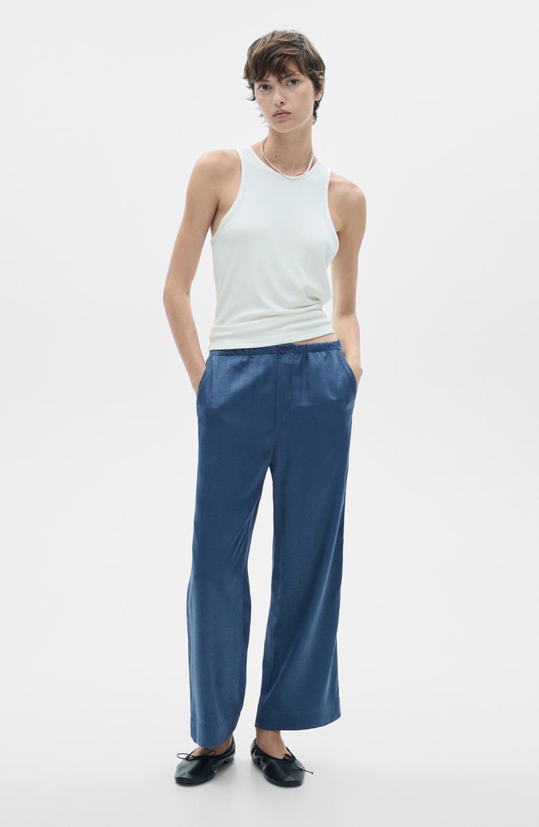 MANGO Crop Satin Pants, Alternate, color,