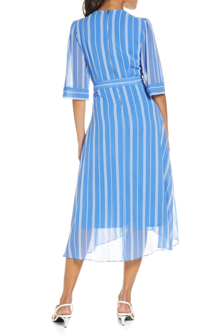 Stripe Wrap Front Georgette Dress, Alternate, color, PERIWINKLE/ CREAM