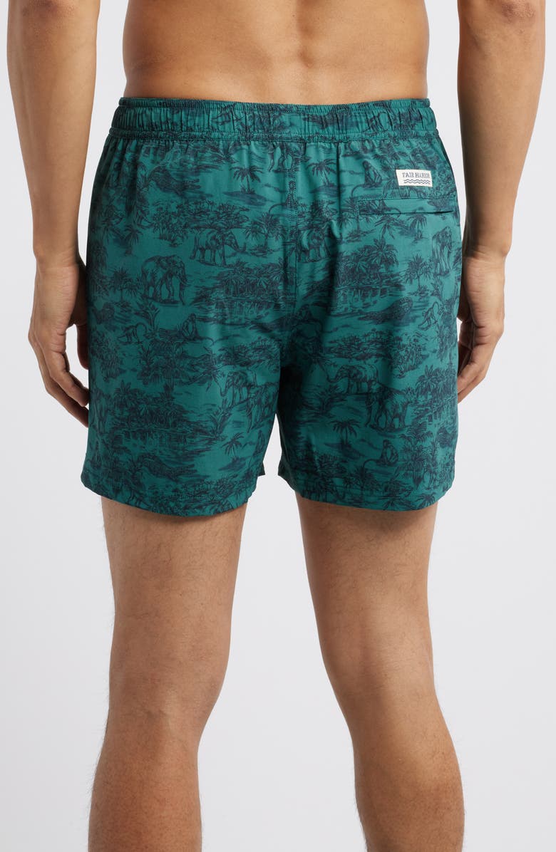Fair Harbor Bungalow Floral Swim Trunks, Alternate, color, Jungle Toile Wl