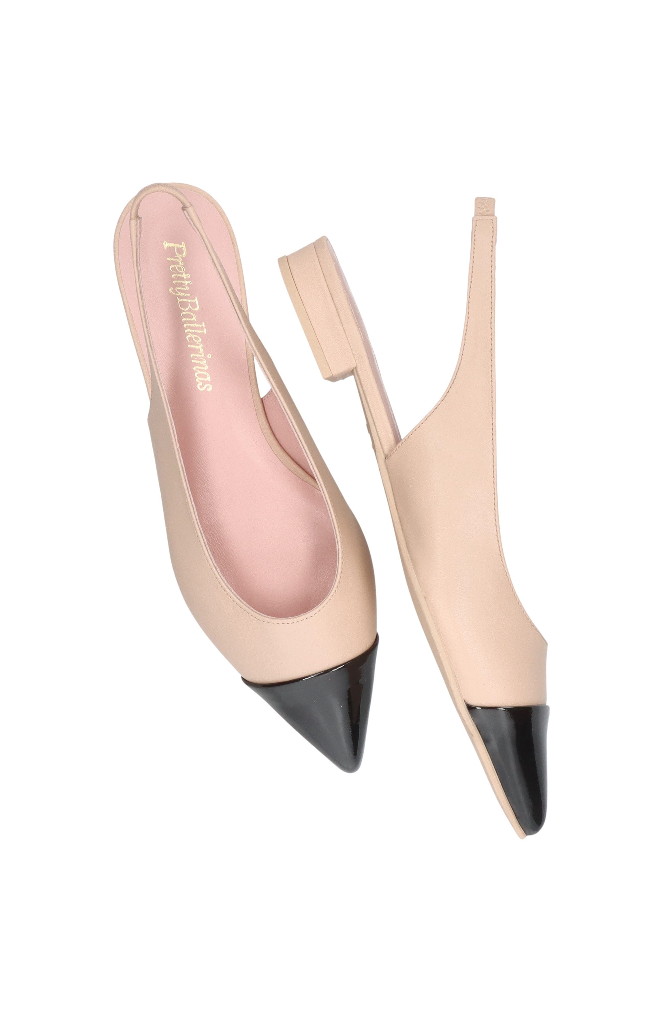 Pretty Ballerinas Pointed Toe Heeled Slingback, Alternate, color, Beige