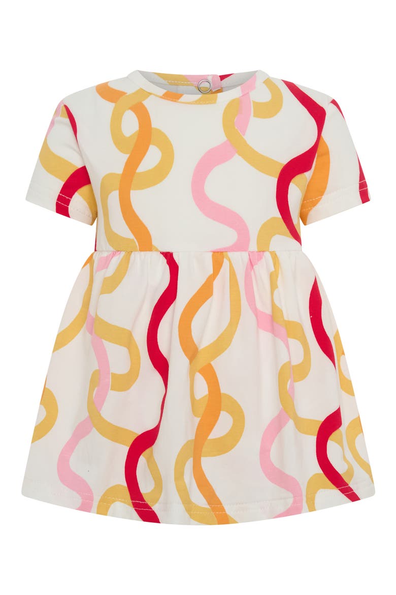 Wiggle Print Cotton Skirted Bodysuit, Main, color, CREAM MULTI