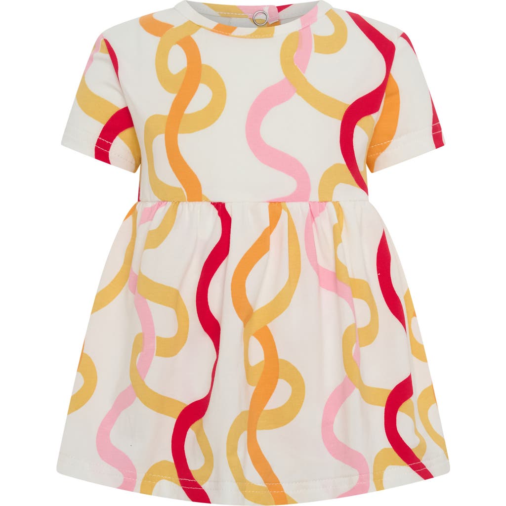 Tiny Tribe Wiggle Print Cotton Skirted Bodysuit In White