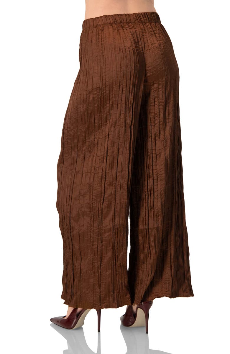 IVONNE Wide-Leg Brown Pleated Trousers, Alternate, color, Brown