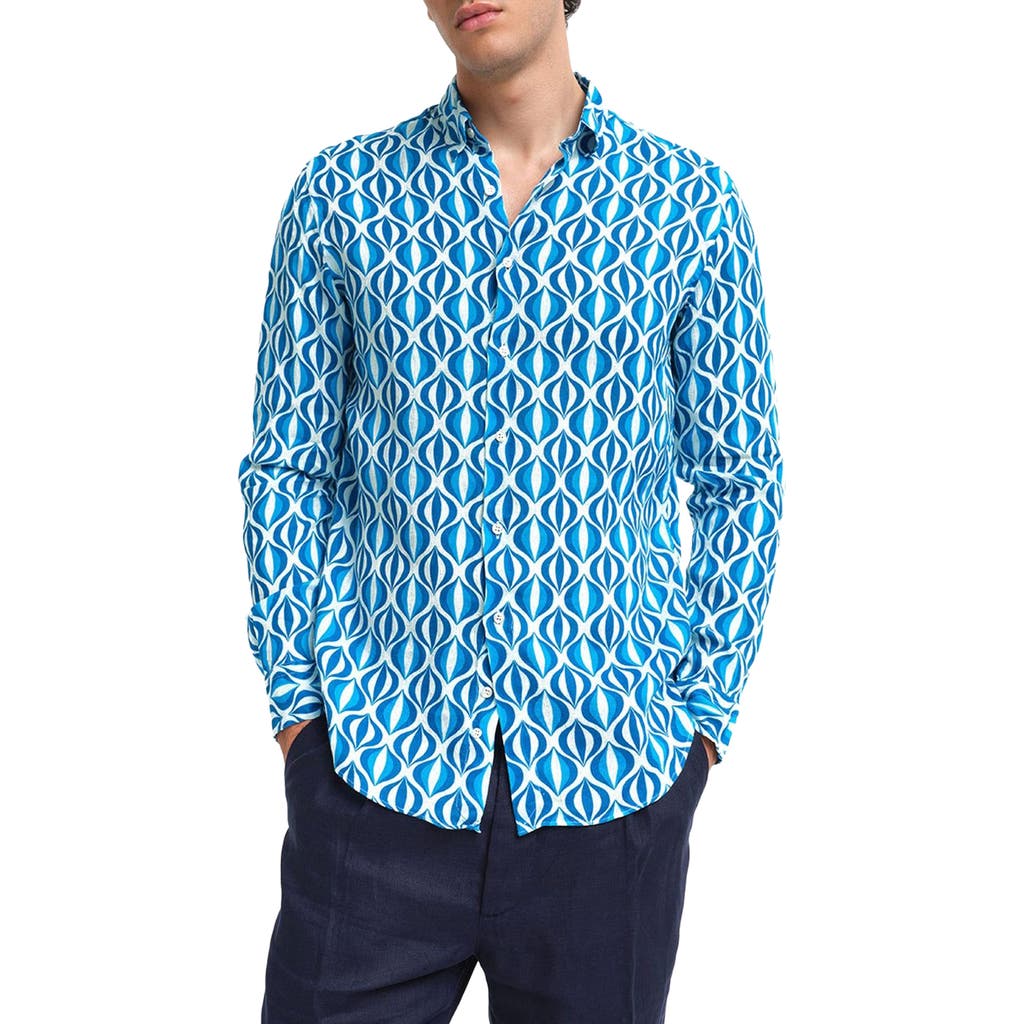 Peninsula Swimwear Cala Cipolla Linen Shirt in Blue Multicolor  product