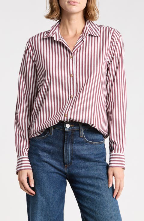 Bentley Stripe Long Sleeve Cotton Button-Up Shirt