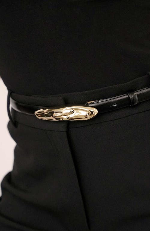 Ettika Ayla Carbon Split Leather Belt In Black