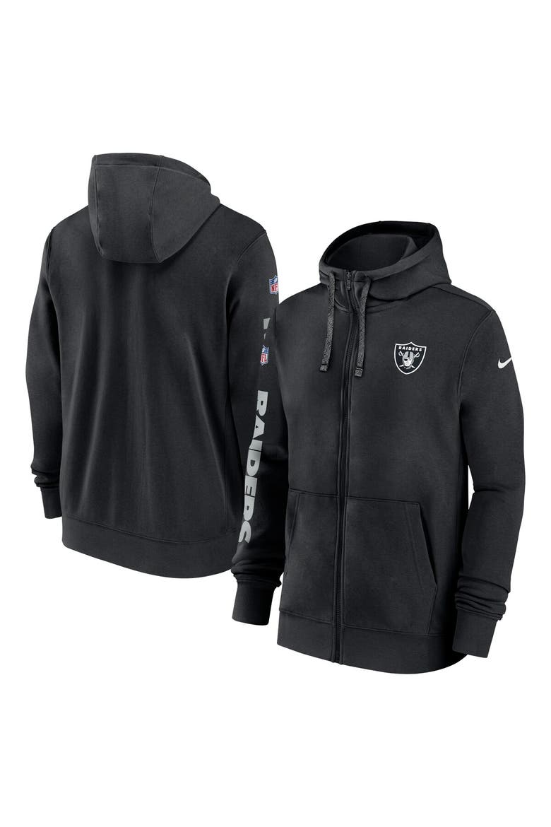 Men's Nike Black Las Vegas Raiders 2024 Sideline Club Full-Zip Hoodie, Main, color, Black