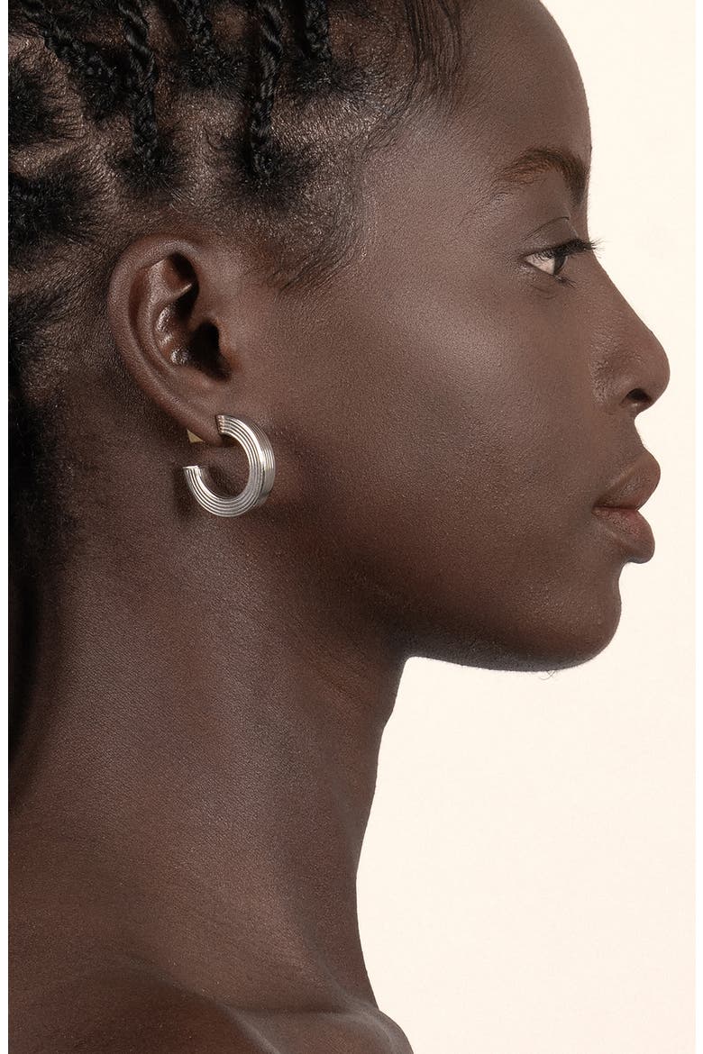 Small Signore Hollow Hoop Earrings, Alternate, color, SILVER