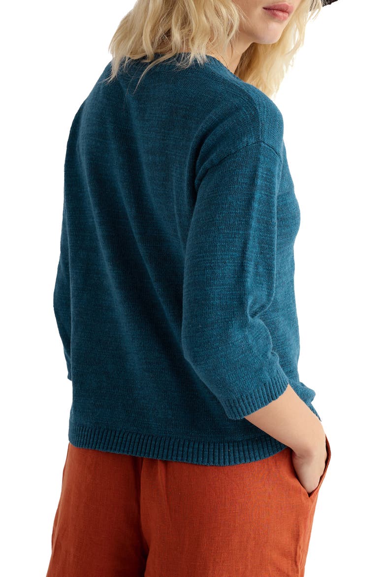 Pentire Steps Organic Cotton & Linen Cardigan, Alternate, color, KNIT MELANGE OCEAN DRIFT