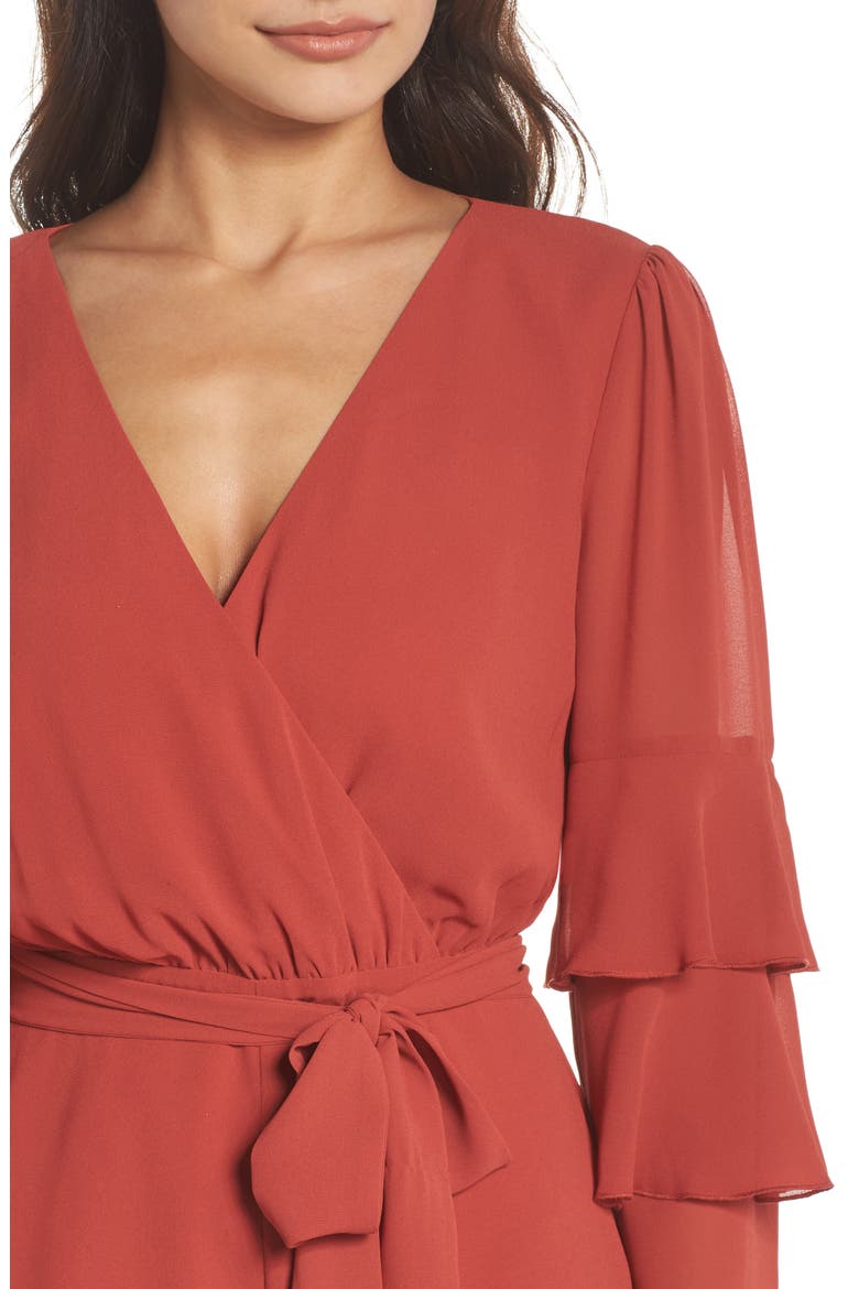 Silverlake Ruffle Trim Romper, Alternate, color, RUST